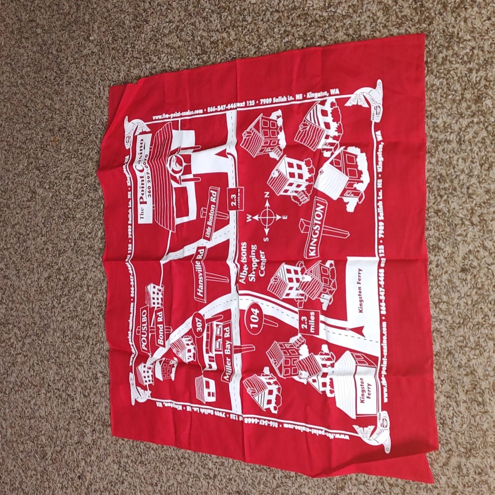 The Point Casino Red & White Map Bandana